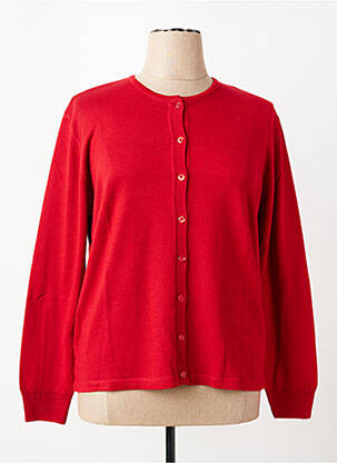 Gilet manches longues fermeture boutonnée sur le devant rouge ELLEMME femme