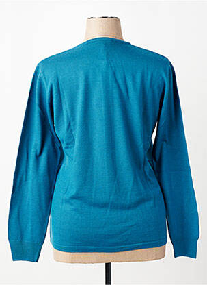 Gilet manches longues col rond bleu ELLEMME femme