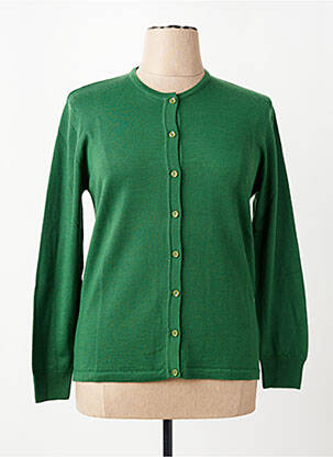 Gilet manches longues fermeture boutonnée sur le devant vert ELLEMME femme