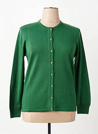 Gilet manches longues fermeture boutonnée sur le devant vert ELLEMME femme