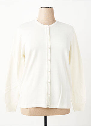 Gilet manches longues col rond blanc ELLEMME femme