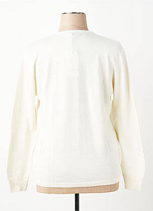 Gilet manches longues col rond blanc ELLEMME femme
