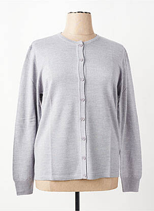 Gilet manches longues fermeture boutonnée sur le devant gris ELLEMME femme