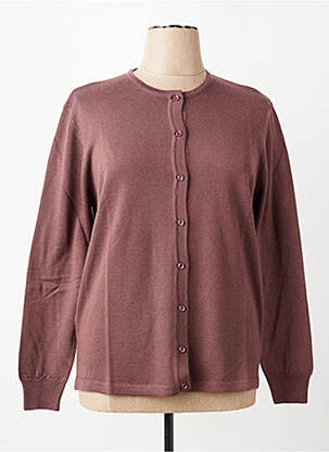 Gilet manches longues fermeture boutonnée sur le devant marron ELLEMME femme