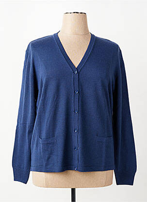 Gilet manches longues coupe cintrée bleu fonce ELLEMME femme