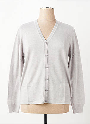 Gilet manches longues coupe cintrée gris ELLEMME femme