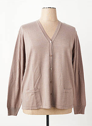 Gilet manches longues coupe cintrée marron ELLEMME femme