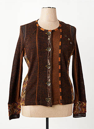 Gilet manches longues coupe cintrée marron PAUSE CAFE femme