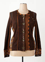 Gilet manches longues coupe cintrée marron PAUSE CAFE femme