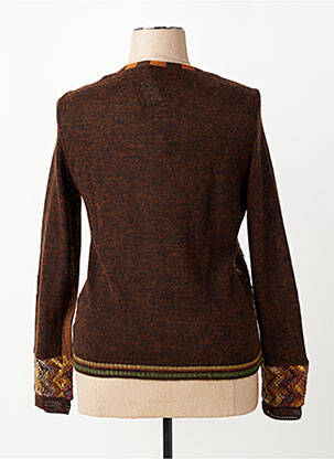 Gilet manches longues coupe cintrée marron PAUSE CAFE femme