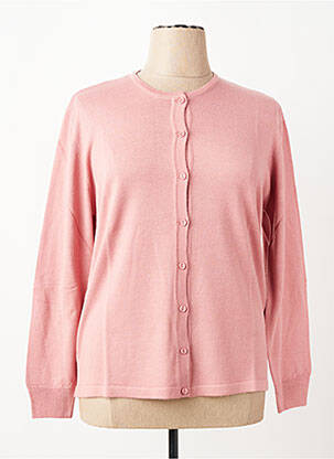 Gilet manches longues fermeture boutonnée sur le devant rose ELLEMME femme