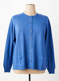 Gilet manches longues fermeture boutonnée sur le devant bleu ELLEMME femme