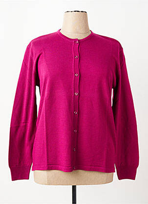 Gilet manches longues col rond rose ELLEMME femme