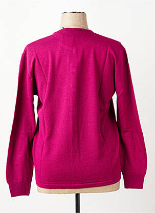 Gilet manches longues col rond rose ELLEMME femme