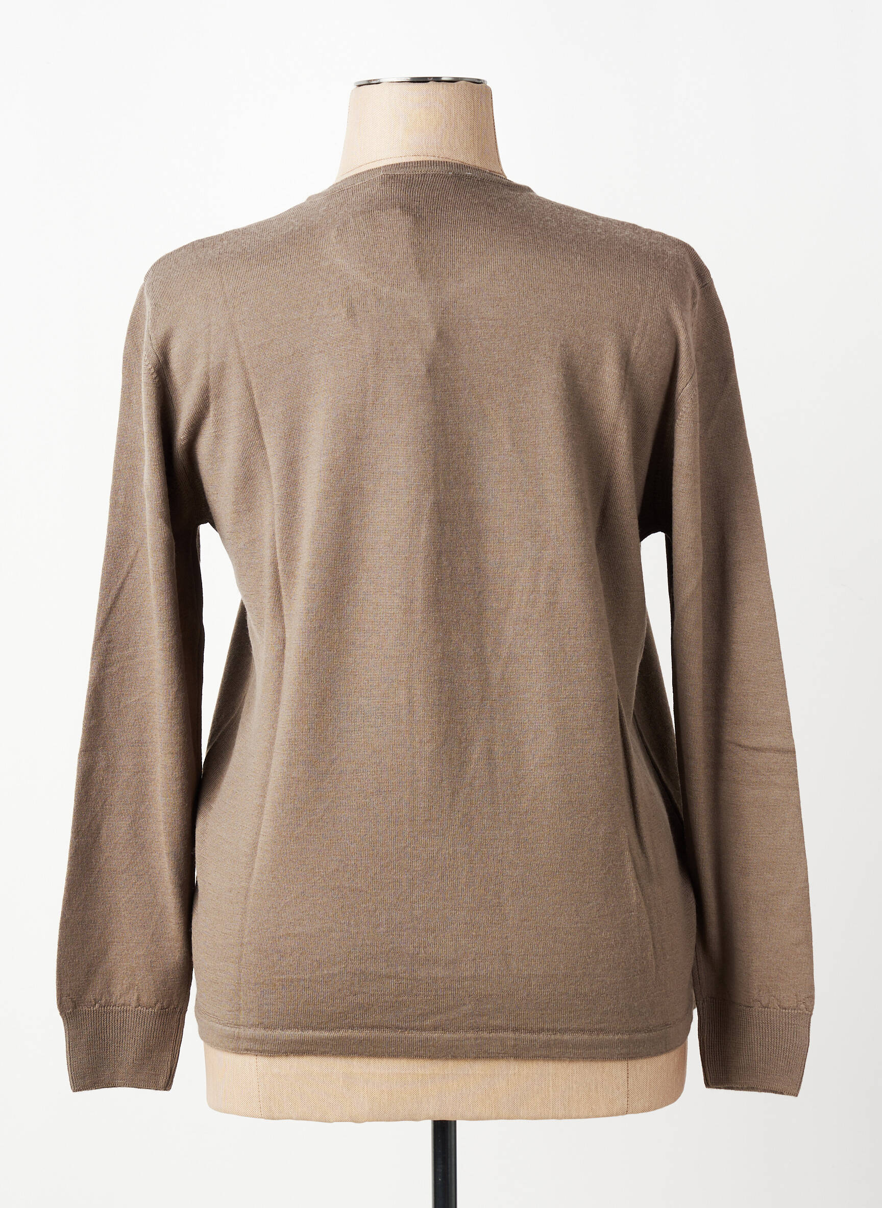 Gilet manches longues fermeture boutonnée sur le devant marron ELLEMME femme