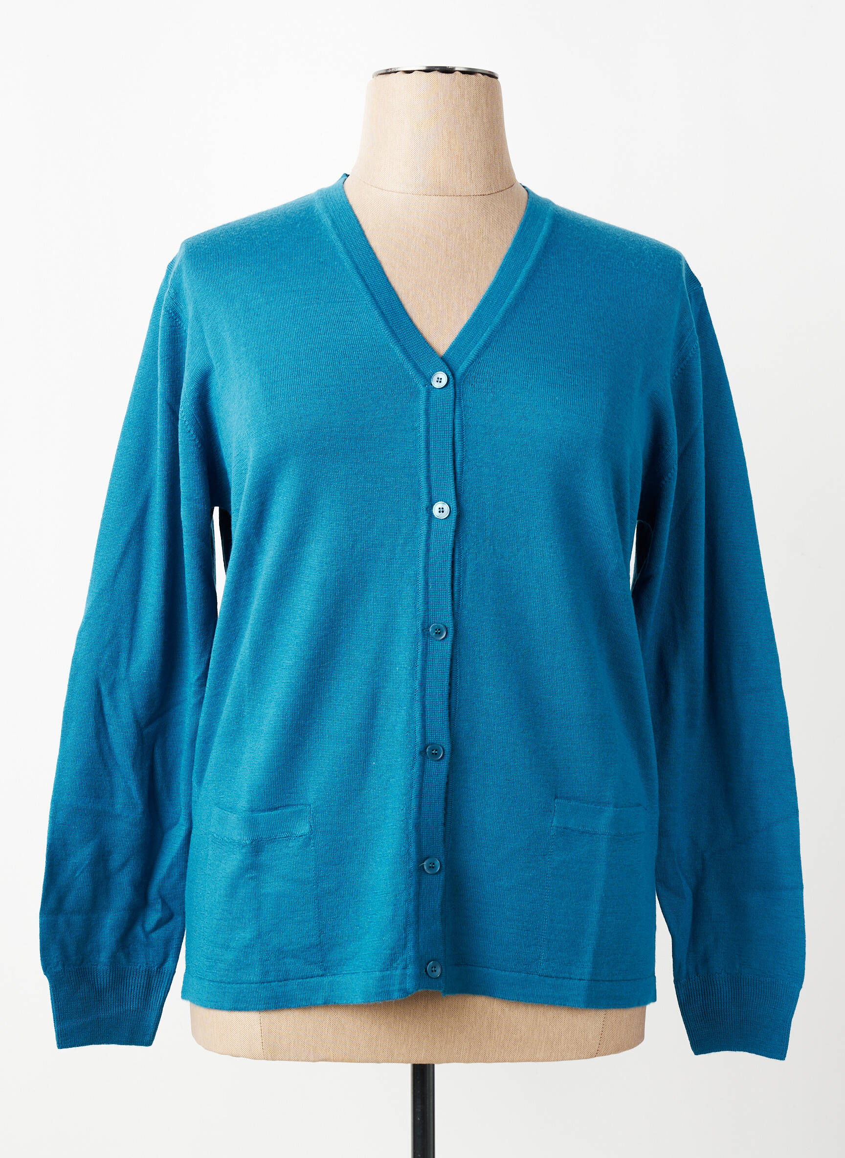 Gilet manches longues coupe cintrée bleu clair ELLEMME femme