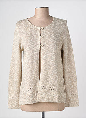 Gilet manches longues col rond beige GRIFFON femme