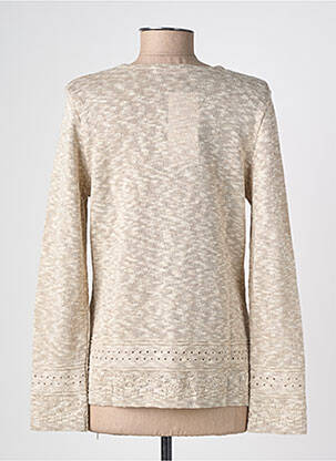 Gilet manches longues col rond beige GRIFFON femme