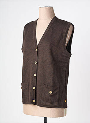 Gilet sans manche coupe droite marron PAUPORTÉ femme