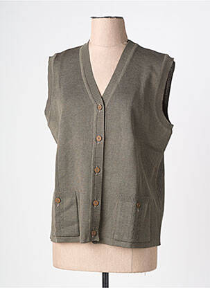 Gilet manches courtes coupe droite vert PAUPORTÉ femme