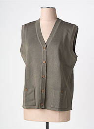 Gilet manches courtes fermeture boutonnée sur le devant vert PAUPORTÉ femme