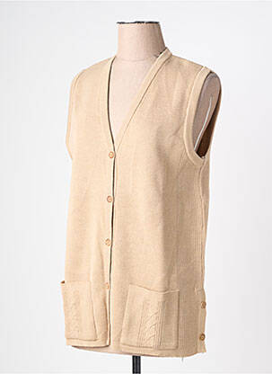 Gilet manches courtes coupe droite beige PAUPORTÉ femme