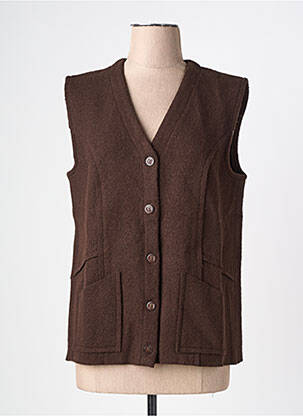 Gilet manches courtes coupe droite marron PAUPORTÉ femme