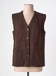 Gilet manches courtes fermeture boutonnée sur le devant marron PAUPORTÉ femme