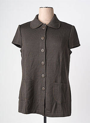 Gilet manches courtes coupe droite vert PAUPORTÉ femme