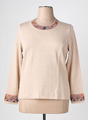 Pull coupe droite manches longues beige PAUPORTÉ femme