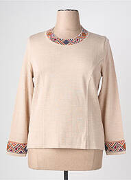 Pull coupe droite manches longues beige PAUPORTÉ femme