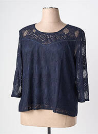 Top col rond manches 3/4 bleu CHRISTINE LAURE femme