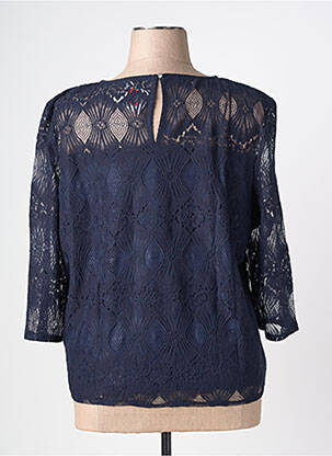 Top col rond manches 3/4 bleu CHRISTINE LAURE femme