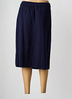 Jupe mi-longue coupe droite bleu GRIFFON femme