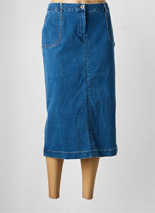 Jupe mi-longue coupe droite bleu CHRISTINE LAURE femme