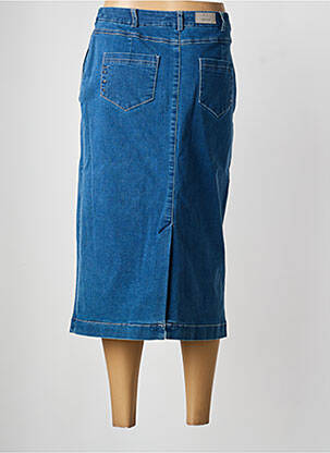 Jupe mi-longue coupe droite bleu CHRISTINE LAURE femme