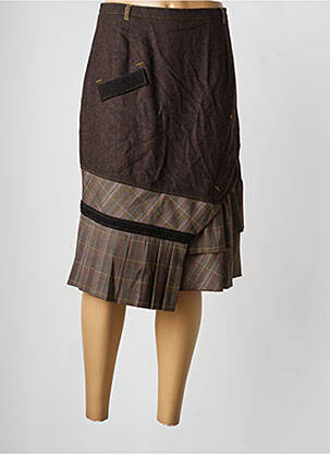 Jupe mi-longue coupe droite marron PAUSE CAFE femme