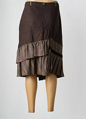 Jupe mi-longue coupe droite marron PAUSE CAFE femme