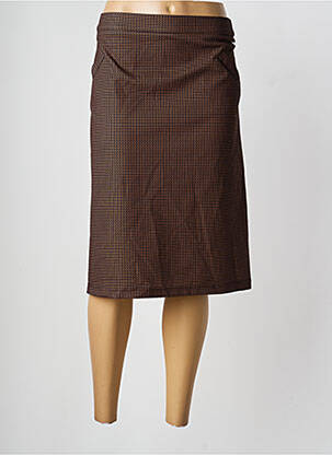 Jupe mi-longue coupe droite marron FRANK WALDER femme