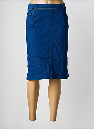 Jupe mi-longue coupe droite bleu CHRISTINE LAURE femme