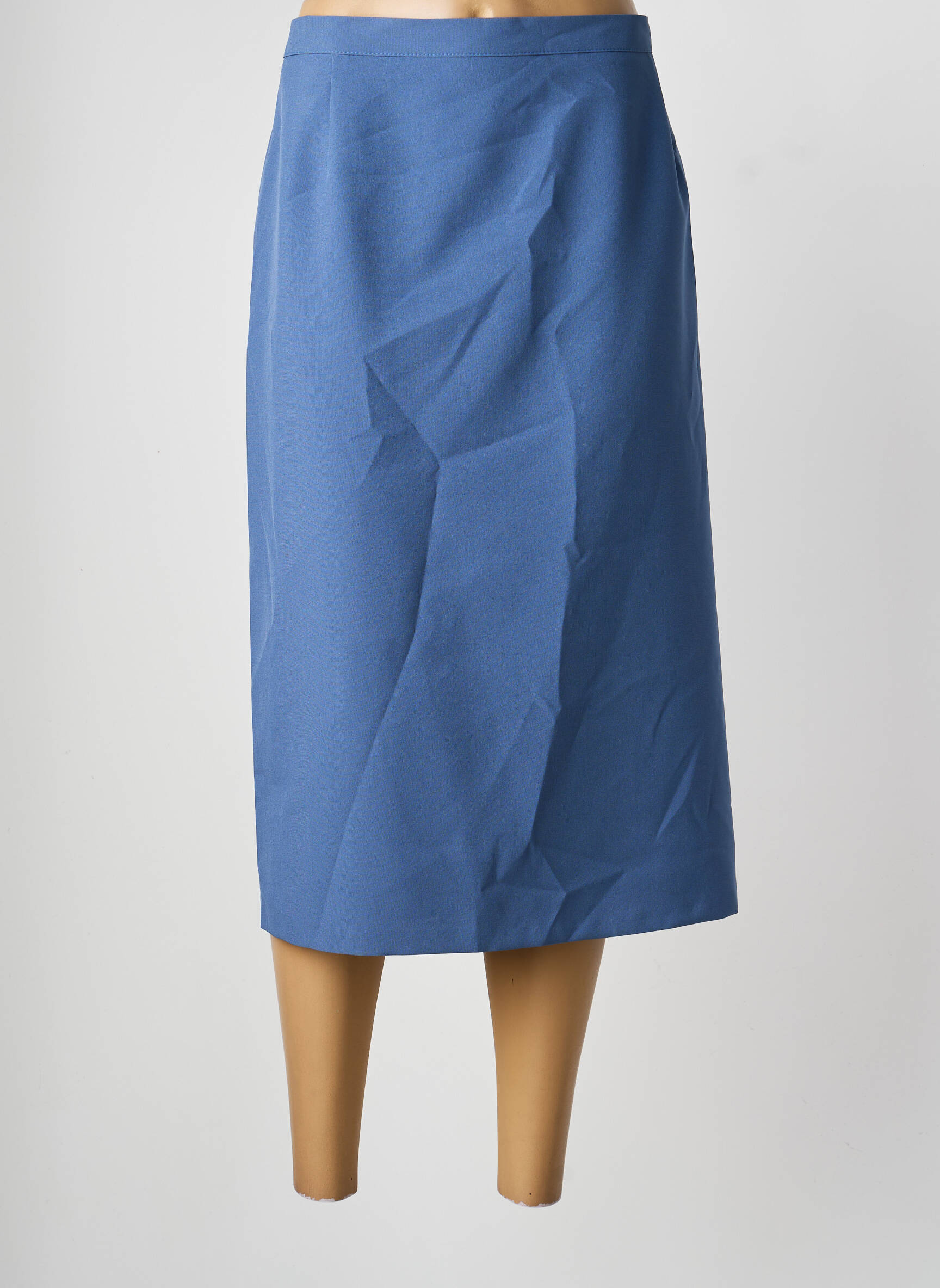 Jupe mi-longue coupe droite bleu CLAUDIA GIL femme