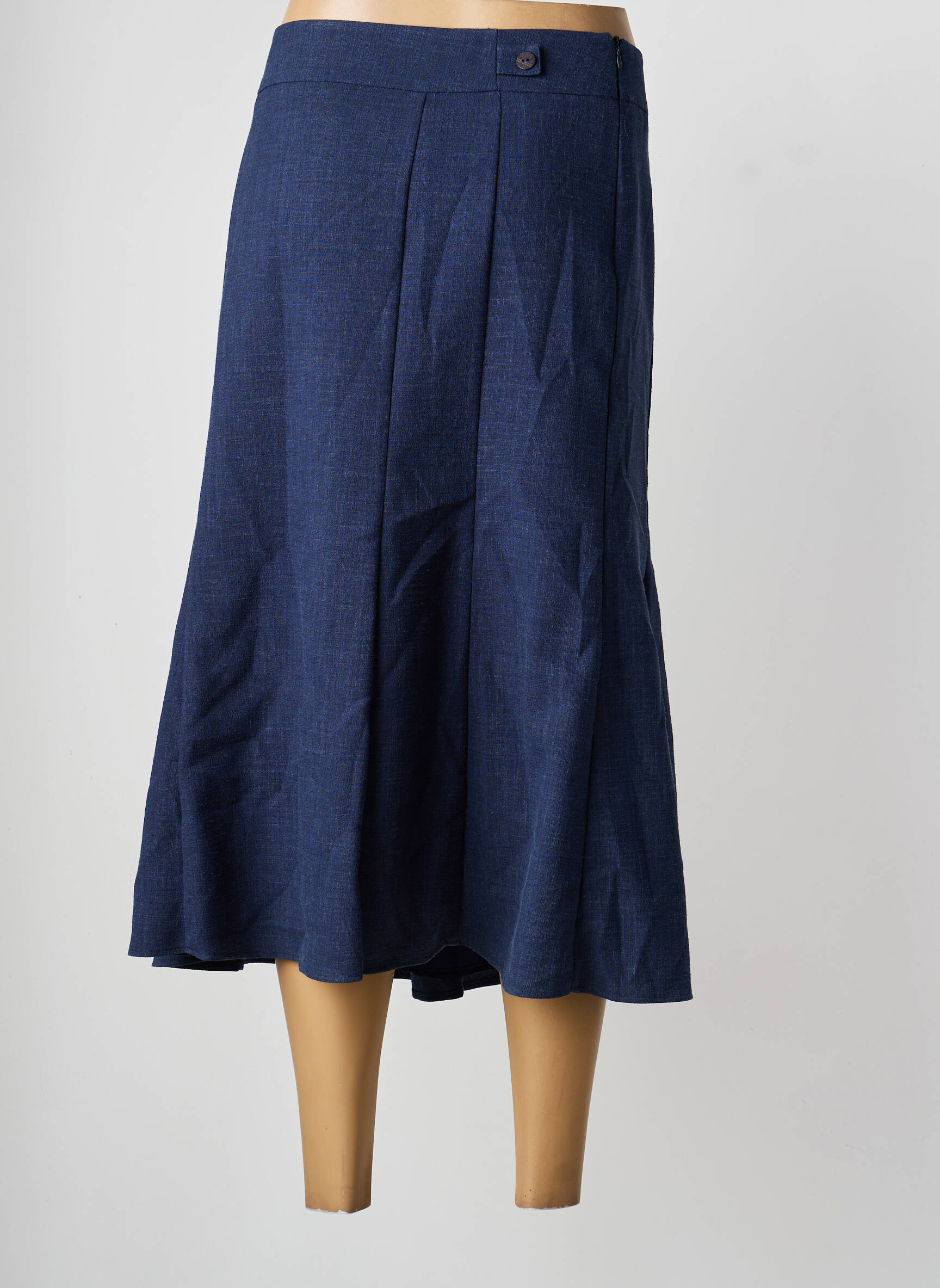 Jupe mi-longue fermeture zip latéral bleu FINNKARELIA femme