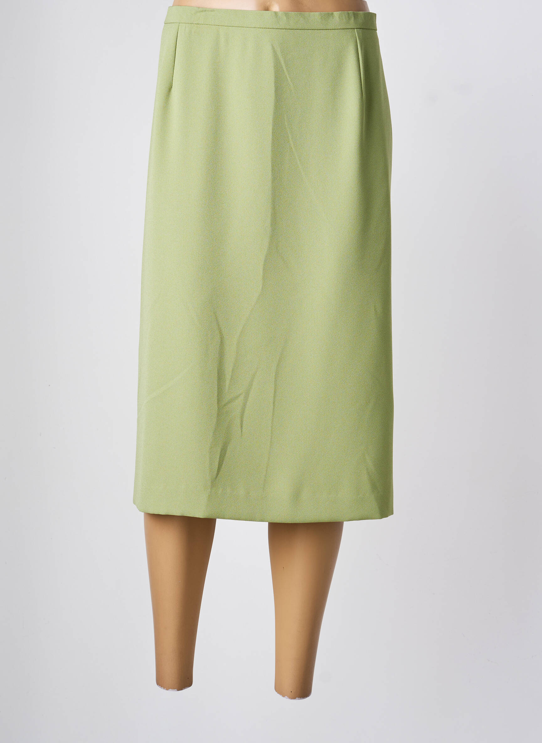 Jupe mi-longue coupe droite vert JANINE PAUPORTÉ femme