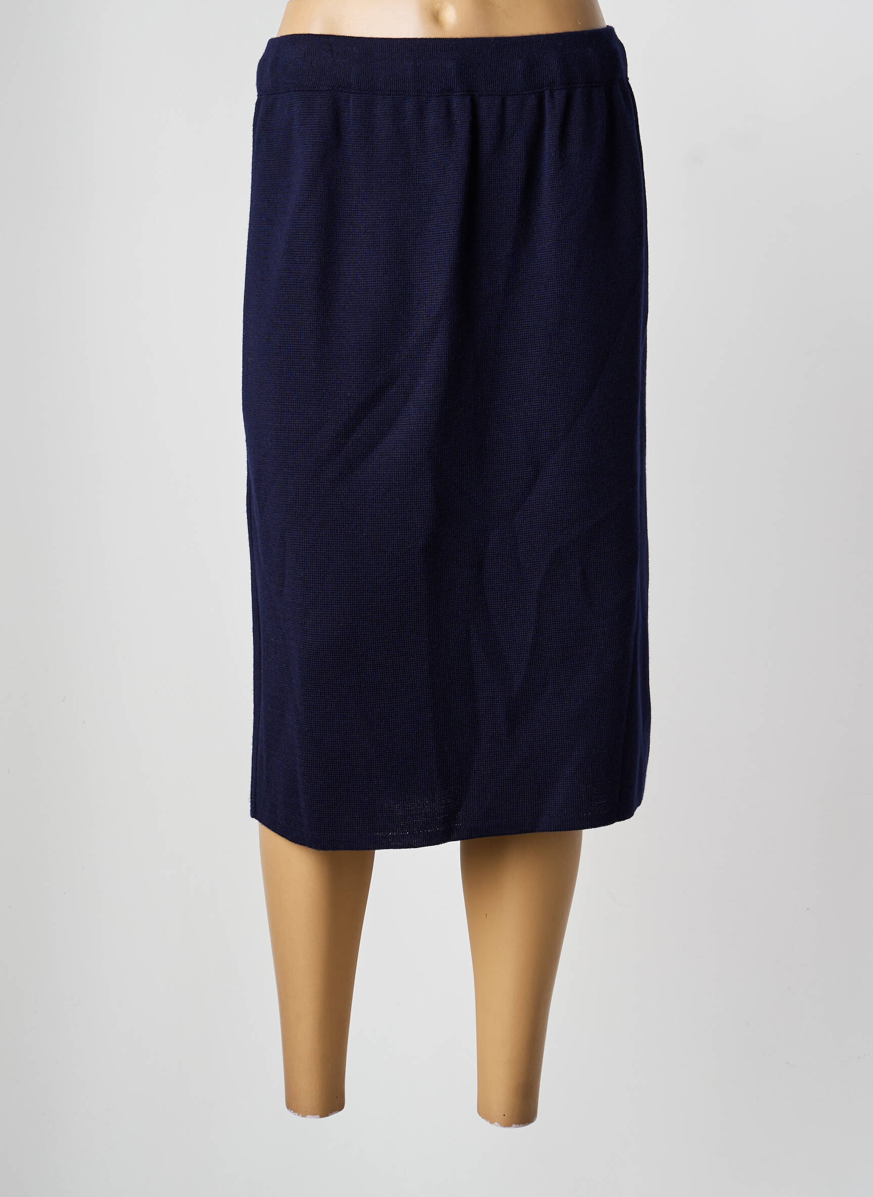 Jupe mi-longue coupe droite bleu GRIFFON femme