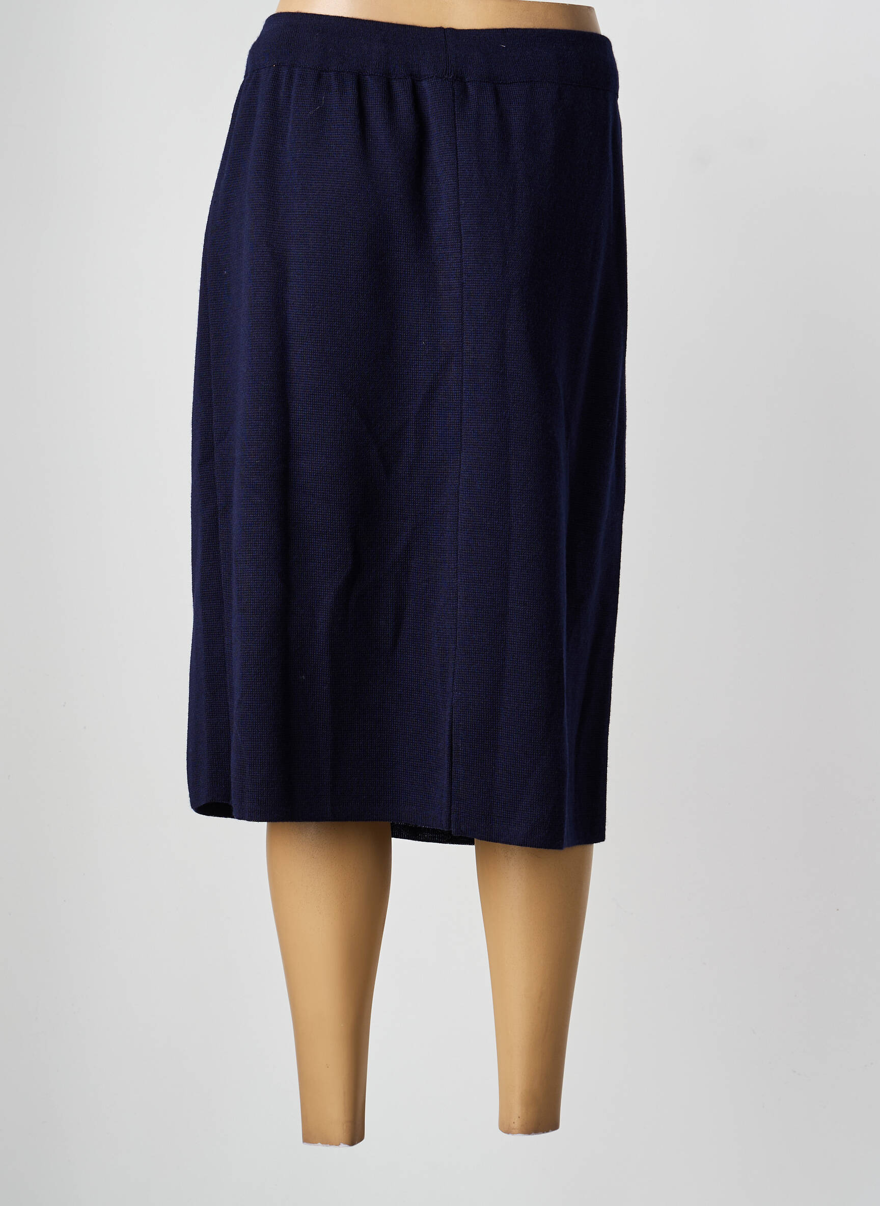 Jupe mi-longue coupe droite bleu GRIFFON femme