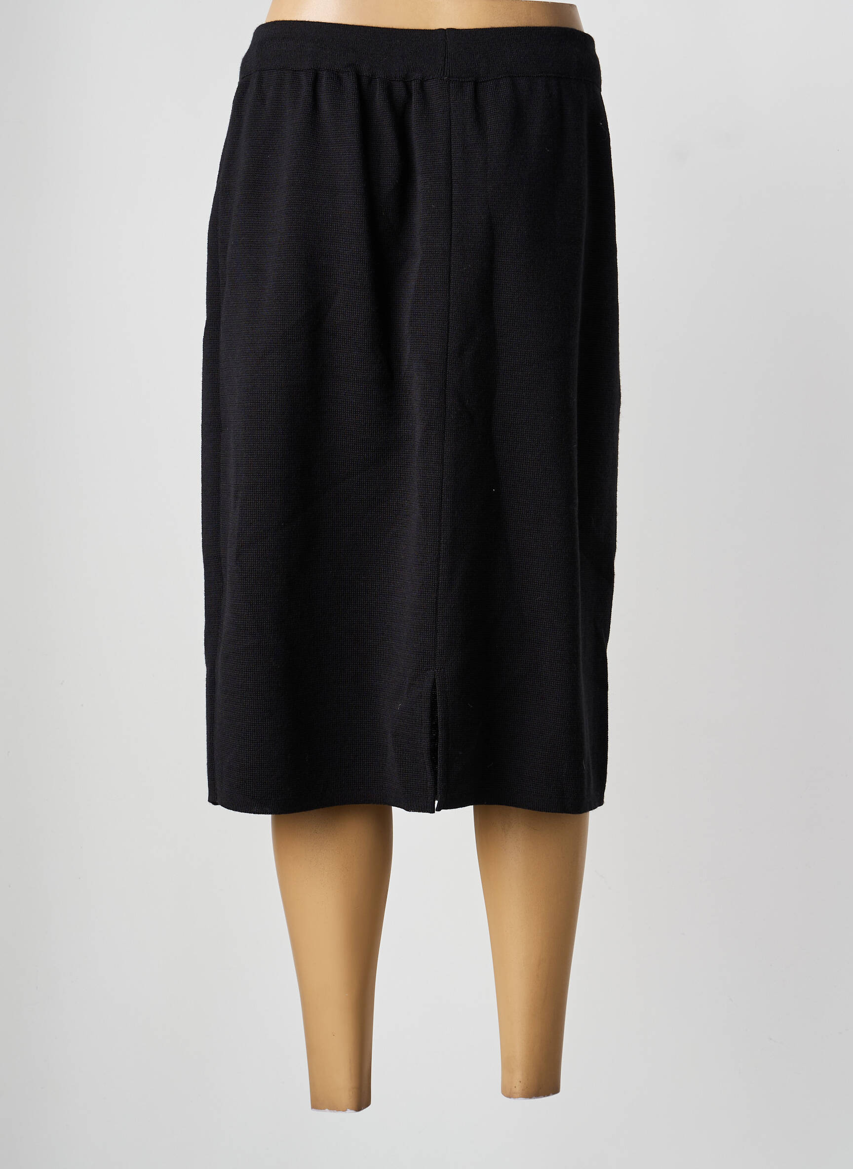 Jupe mi-longue coupe droite noir GRIFFON femme