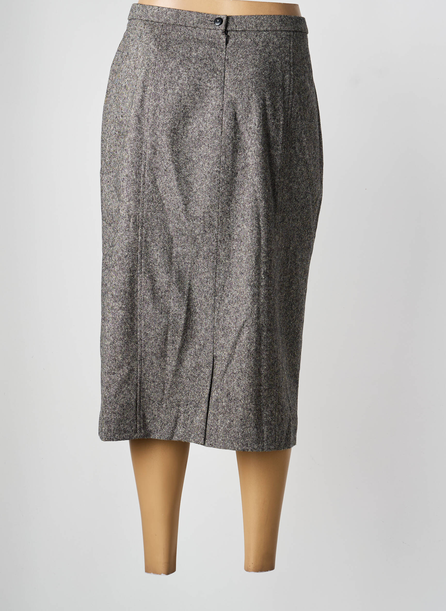 Jupe mi-longue coupe droite gris PAUPORTÉ femme