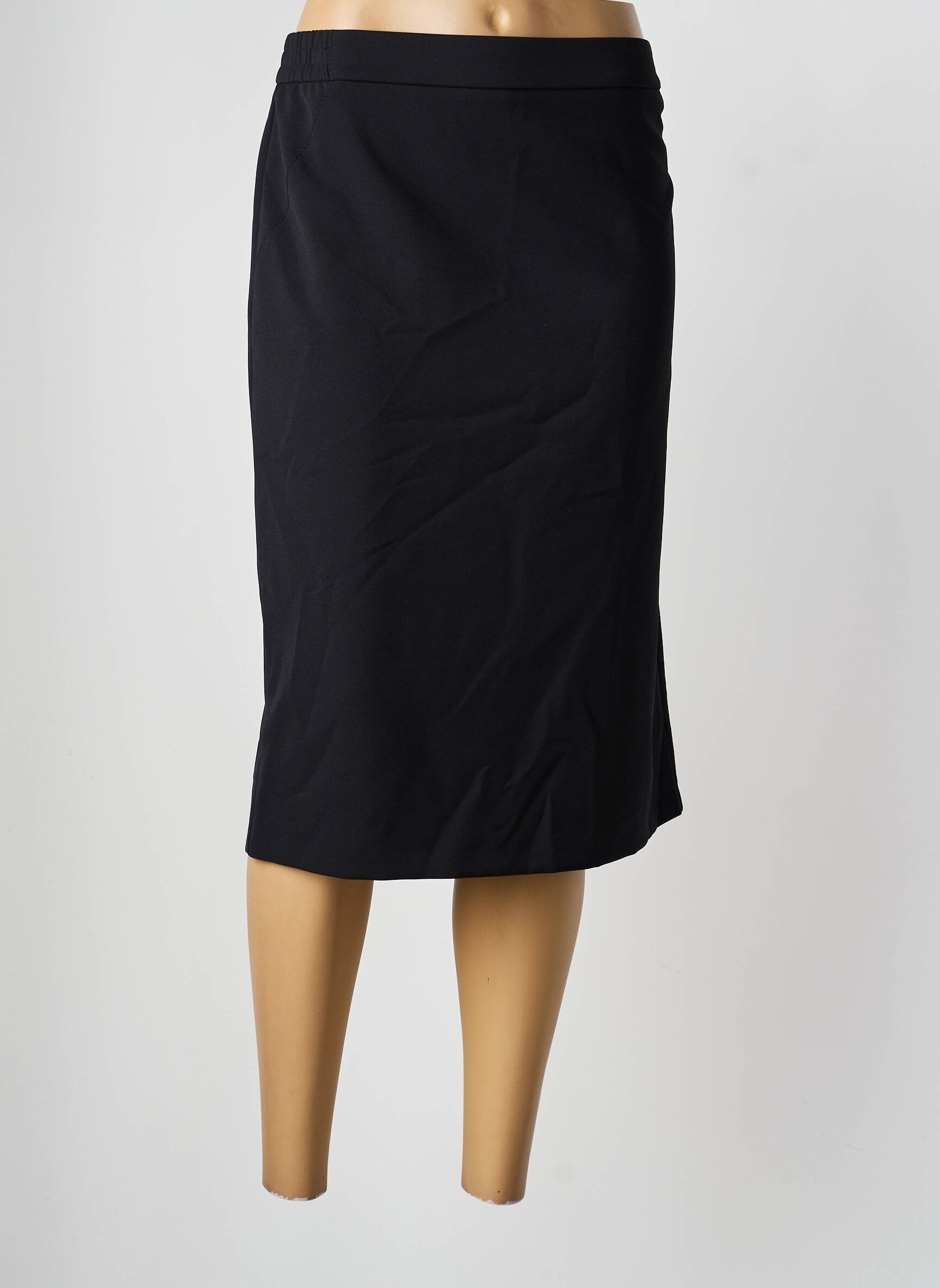 Jupe mi-longue coupe droite noir FRANK WALDER femme