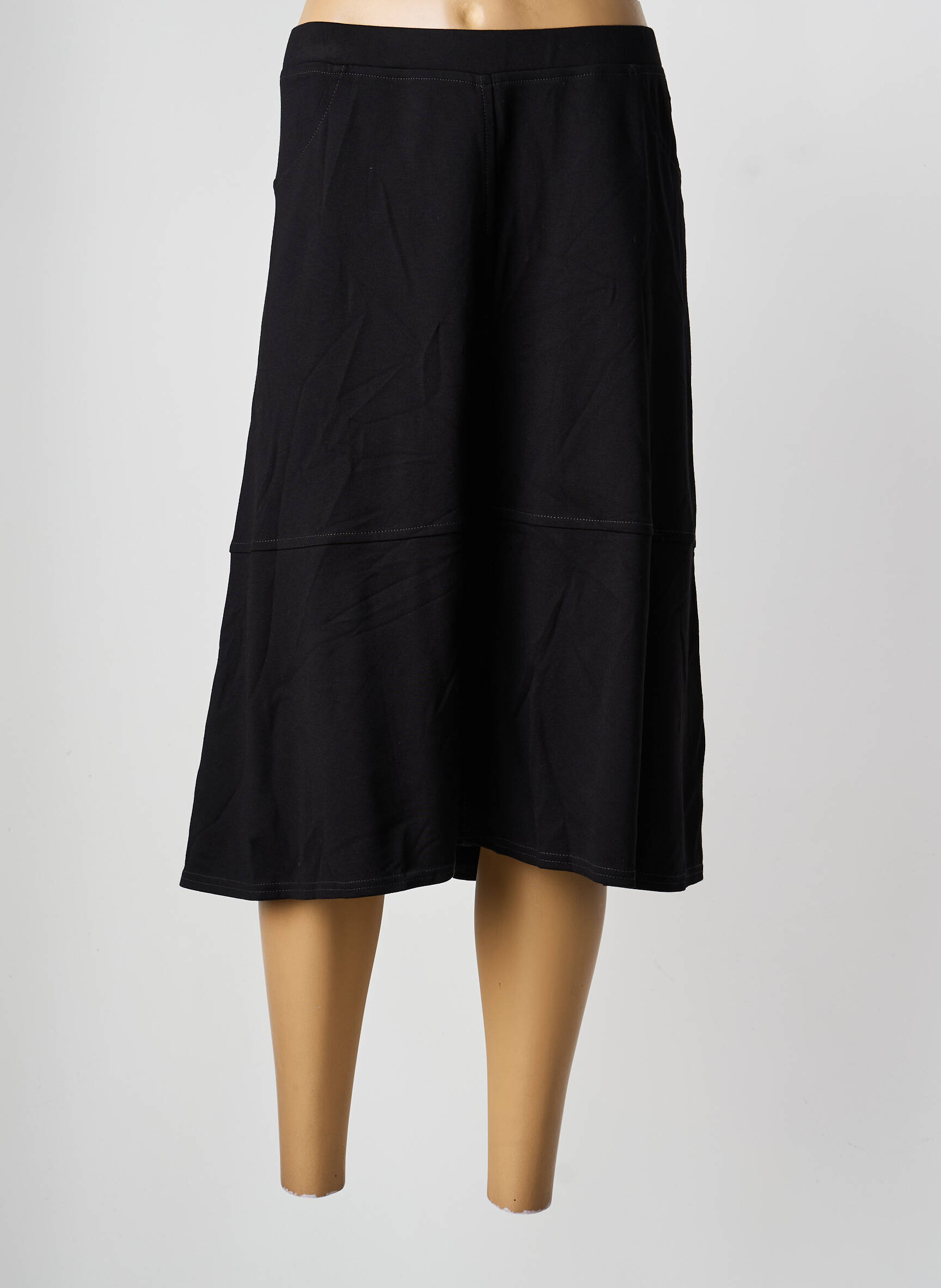 Jupe mi-longue coupe droite noir CHRISTINE LAURE femme