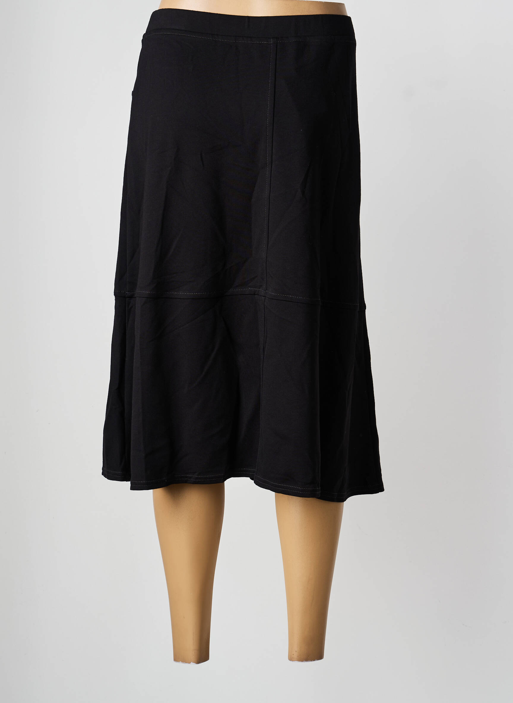 Jupe mi-longue coupe droite noir CHRISTINE LAURE femme
